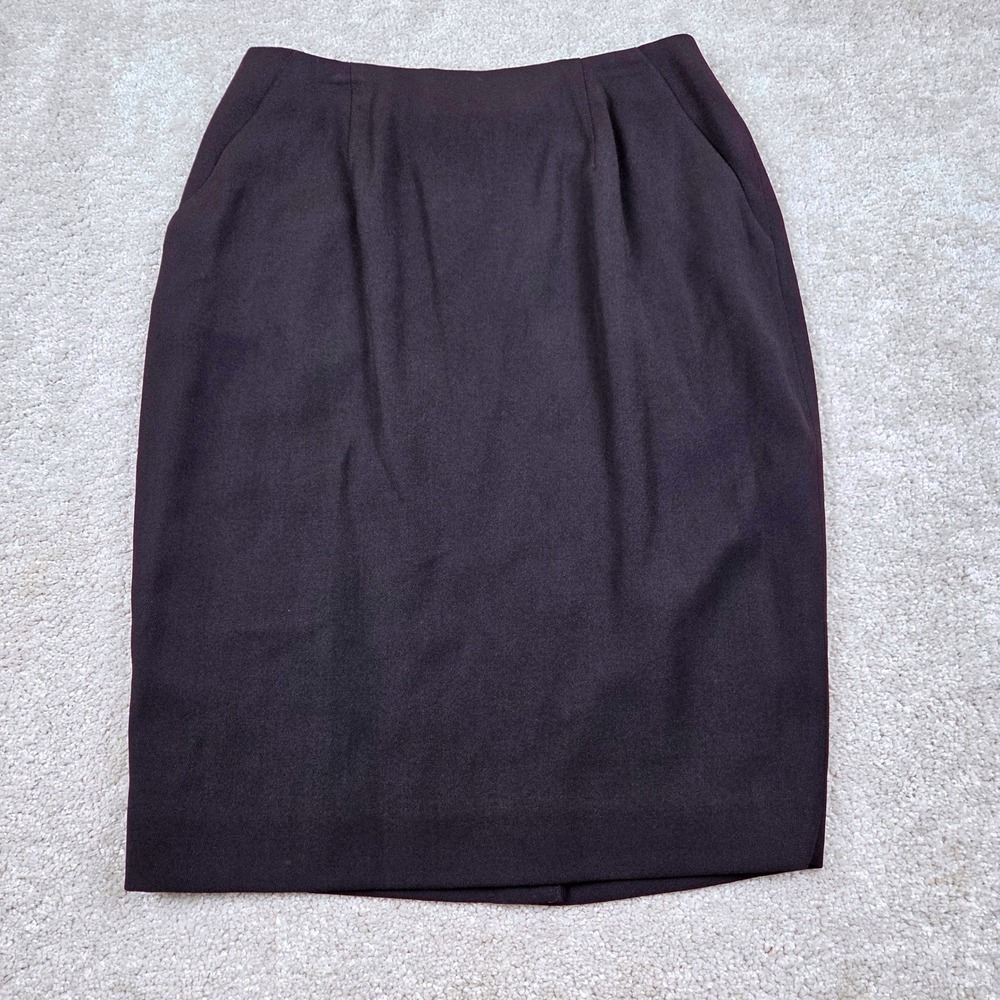 Black Wool Blend Pencil Skirt Size 10 Dana Buchman High Waist Pockets ‎ 24"